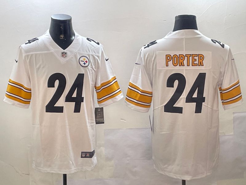 Men Pittsburgh Steelers #24 Porter White Second generation 2024 Nike Limited NFL Jersey style 0104